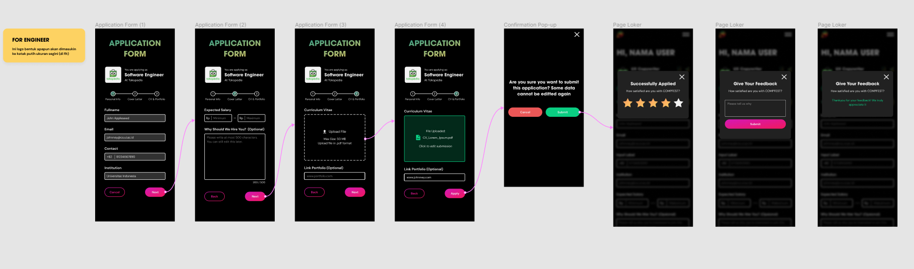 Application Form Page for Mobile Version