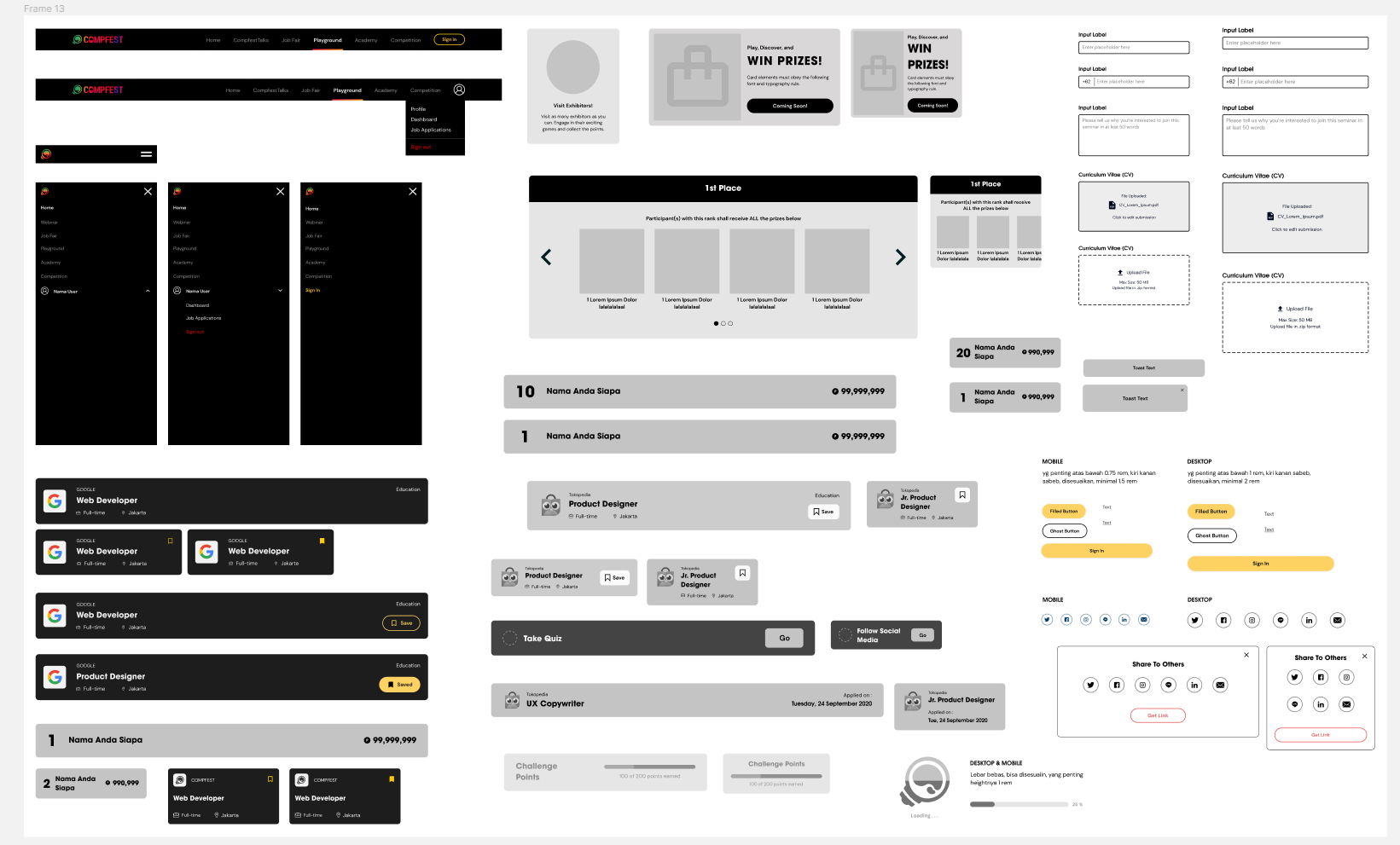 Wireframe for Jobfair Page